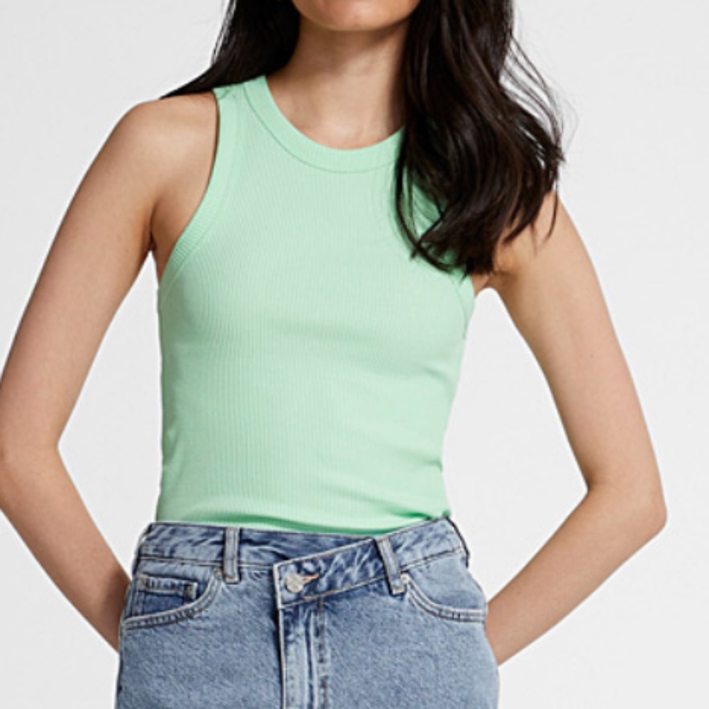 Scotch & Soda Park in Bloom light green ribbed racerback cami top NWT